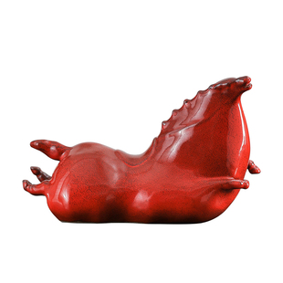 景德镇陶瓷飞天唐马桌面茶台茶宠摆件客厅玄关马年装饰摆设伴手礼