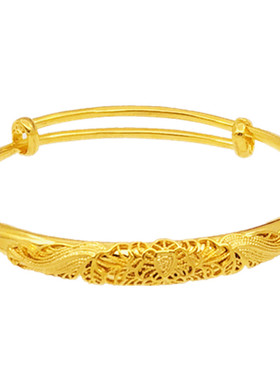 花丝孔雀手镯铜镀金仿金镯子推拉