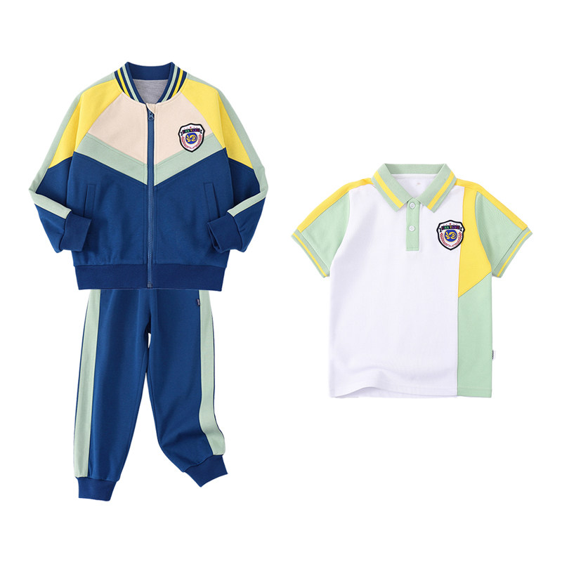 初中小学生校服春夏四件套一二三年级男女儿童班服纯棉运动服套装
