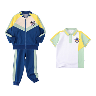 初中小学生校服春夏四件套一二三年级男女儿童班服纯棉运动服套装