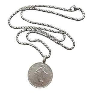 法国播种女神1法郎硬币吊坠旧时光西洋古董风文艺复古钱币毛衣链