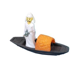 迷你小渔船竹筏游艇 假山水族鱼缸微景观造景摆件工艺船diy装饰品