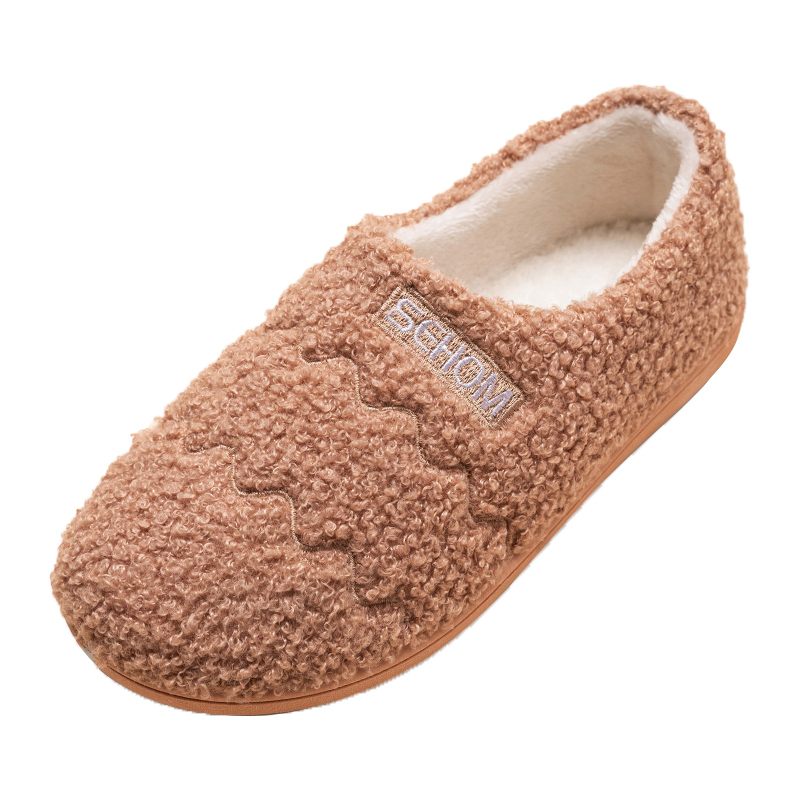 秋冬季棉拖鞋女毛毛加绒包跟居家月子带后跟外穿家用室内保暖棉鞋