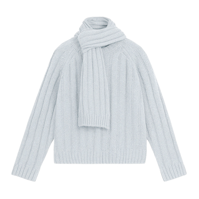 VIVICATHY2025秋冬氛围感围巾套头毛衣女气质宽松慵懒针织上衣