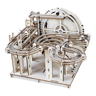 双轨道手工diy木质拼装模型3D立体拼图玩具积木男女生日礼物创意