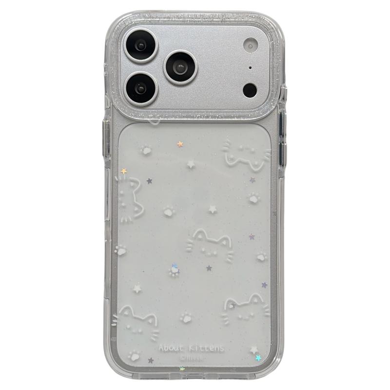 jze韩系ins小众可爱细闪星星猫咪脚印适用苹果17ProMax手机壳iphone15新款16pro女款13透明15pro防摔14保护套