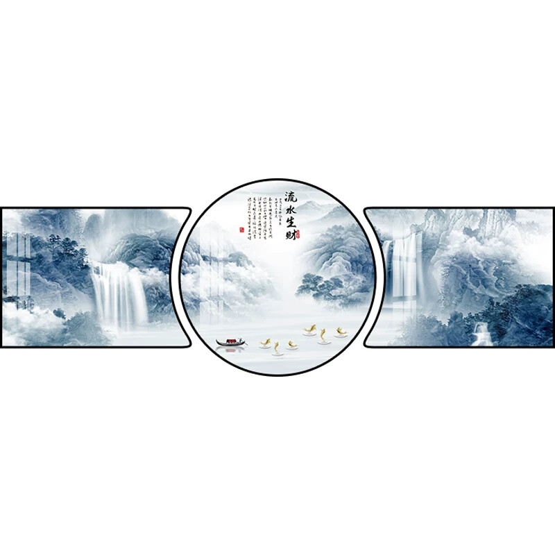 新中式装饰画富春山居图国画山水画客厅挂画茶室背景墙画书房壁画