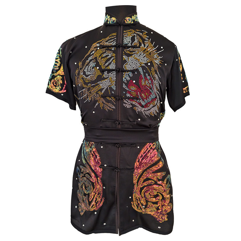言一武术烫钻亮片武术比赛服彩服竞赛武术服长拳男女款儿童