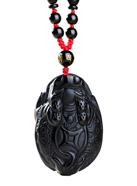 妙韵天然黑曜石龙龟吊坠吉祥物