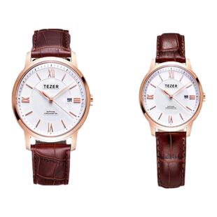 TEZER/天时大三针全自动单日历石蓝宝石表面防水英机芯商务男女表