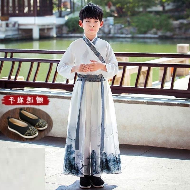 汉服男儿8童春夏古装成人公子诗歌朗诵侠客大码中学生9六一演出服