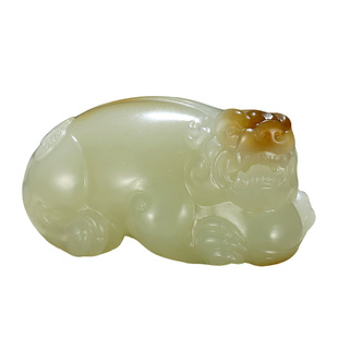 玉说和田玉貔貅手把件男款糖白羊脂玉仿古瑞兽皮休玉石把件附证书