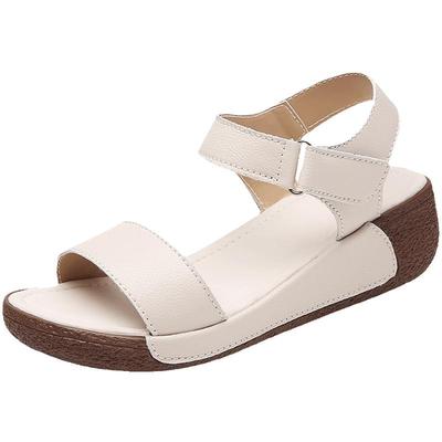 法奈图时尚坡跟凉鞋平底妈妈鞋