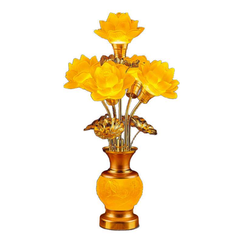 供佛琉璃莲花灯佛前神台供灯led长明灯观音菩萨供灯家用插电佛灯