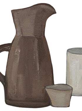 忒派瓶子静物手绘油画温馨餐厅画