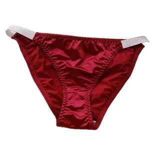 高级缎面丝滑性感三角裤头烫钻底裤质感时尚一根带光泽百搭内裤女