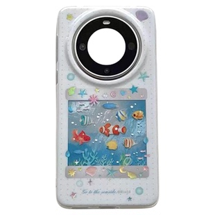 戒酒的李白｜ins锡纸纹蓝热带鱼缸适用于华为mate70pro+手机壳mate60小众少女Pura80简约Pura70清新卡通可爱