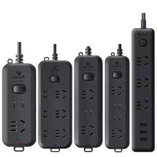 公牛黑色插座宿舍插排多孔插线板多功能家用插排办公拖线板电插板