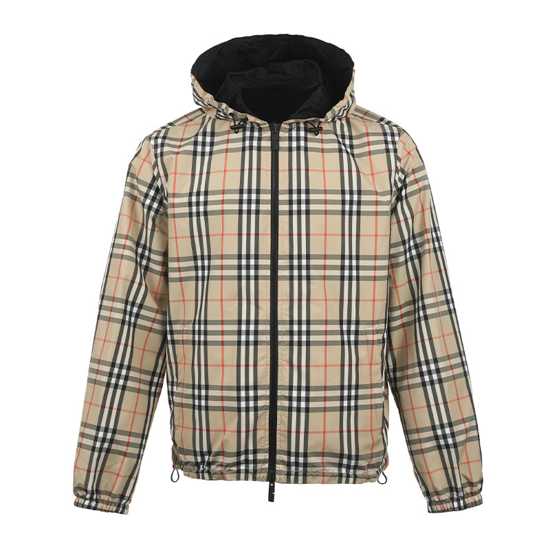 【自营】BURBERRY/博柏利男士FW26格纹双面穿宽松连帽拉链夹克