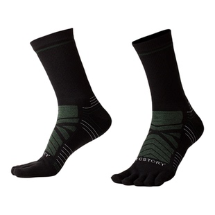 唐城故事五指袜男秋冬美利奴羊毛运动吸汗高筒毛巾底跑步减震长袜