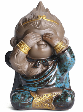 紫砂四不猴摆件孙悟空家居装饰品