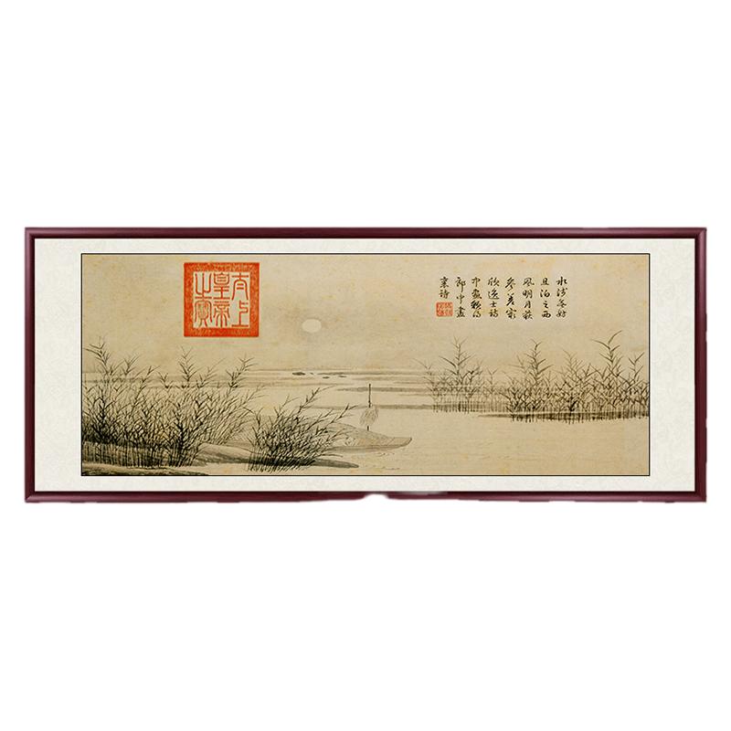 国画唐寅山水挂画办公室装饰画