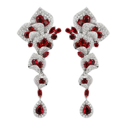 轻奢高级感锆石耳环气质夸张大耳饰新娘蓝色宝石长款耳坠设计感