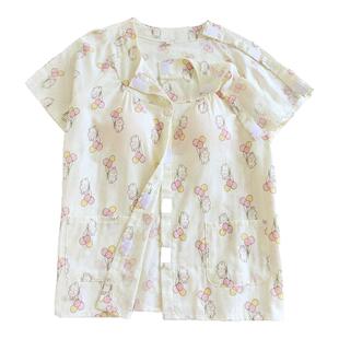 护理服PICC置管骨折穿的衣服瘫痪病人专用病号服老人纯棉短袖睡衣