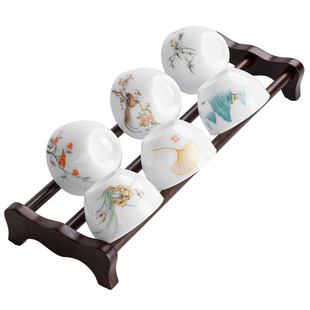 高端德化冰种白瓷功夫茶小茶杯6只装家用茶具客人喝茶茶碗品茗杯