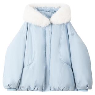 KEIKO [三防面料]花苞形加厚蓝色棉服冬季韩系保暖不臃肿棉袄外套