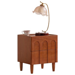 源氏木语西物实木床头柜法式中古储物柜卧室床边收纳柜家用置物柜