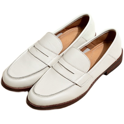 韦恩Wayne Flex百搭舒适英伦风经典款平底复古耗牛皮乐福鞋女