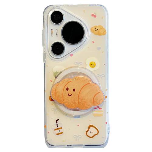 拓岚 适用华为mate60pro+手机壳双层pura70pro日韩ins奶黄甜品牛角面包磁吸支架mate70pro挂绳硅胶网红女新款
