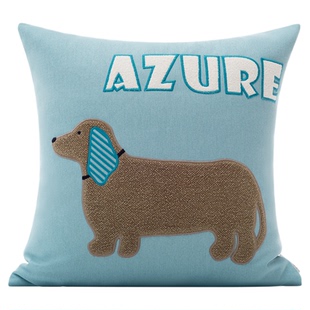 多巴胺沙发抱枕可爱腊肠狗刺绣客厅卧室样板间靠垫床头靠枕腰枕套