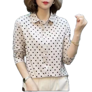 春秋季中年妈妈装气质POLO领打底衫大码洋气显瘦长袖女士翻领衬衫
