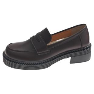 日系jk制服鞋女学院风软皮黑色小皮鞋女高跟复古增高厚底乐福鞋女