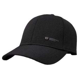 不褪色秋冬帽子男士冬季棒球帽硬顶防寒加绒保暖户外黑色鸭舌帽