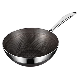 有钛小炒锅316不锈钢无涂层不粘锅家用燃气灶电磁炉炒菜锅两人用