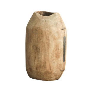 原素实木大花瓶复古客厅插花民宿侘寂风泡桐木艺术感玄关装饰摆件