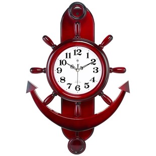 北极星船舵挂钟客厅静音家用钟表创意舵手摇摆石英钟时尚现代挂表