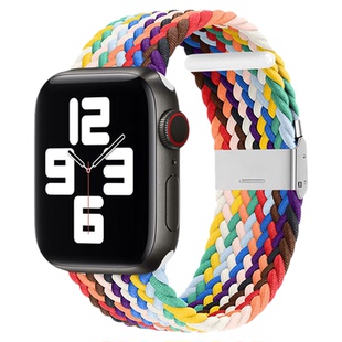 适用华强北s10表带苹果s8编织手表链iwatch7Pro/DT7/U7/M7尼龙弹力表带Ultra腕带42/44/45/46/49mm透气替换带