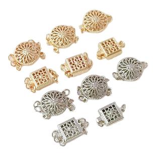 14K包金白金保色镂空雕花插片扣链接扣珍珠扣收尾扣手工DIY搭扣