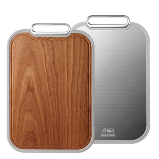 爱仕达乌檀木不锈钢菜板抗菌防霉家用实木砧板切菜板双面厨房专用