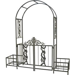 安盛花园门庭院铁艺花架支架爬藤架艺术拱门带门篱笆田园盆景架子