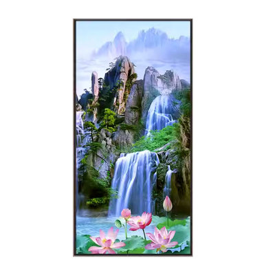 聚宝盆入户玄关装饰画流水生财过