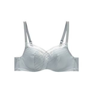 【薄模杯】E-BRA基础简约无痕网纱光面文胸薄款大胸内衣女KB00260