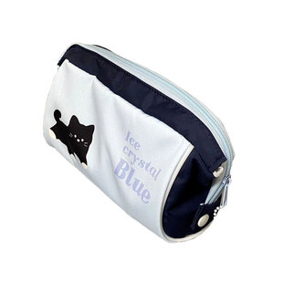 笔袋小众不撞款小红书同款蓝色小黑猫笔袋设计感小众奶呼呼大容量可爱文具收纳袋高颜值文具盒耐脏简约初中生