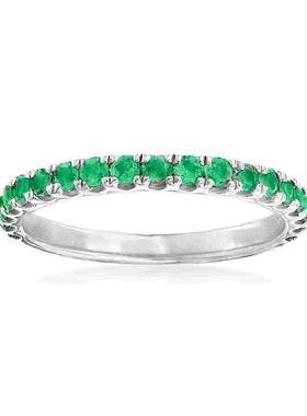 自营 925 纯银 Ross-Simons 祖母绿戒指 - 绿色 美国奥莱直发