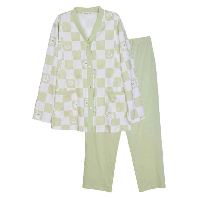快乐屋全棉V领月子服2026新款长袖家居服套装产后哺乳衣孕妇睡衣