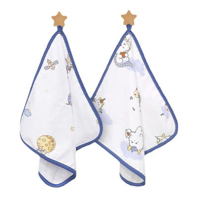 婴儿针织双层口水巾新生儿童洗澡毛巾全棉拍嗝小方巾宝宝洗脸超软